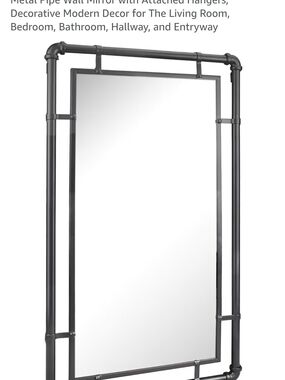 Industrial Rectangle Wall Mirror in Black Metal Frame 29.1" X 16.7"